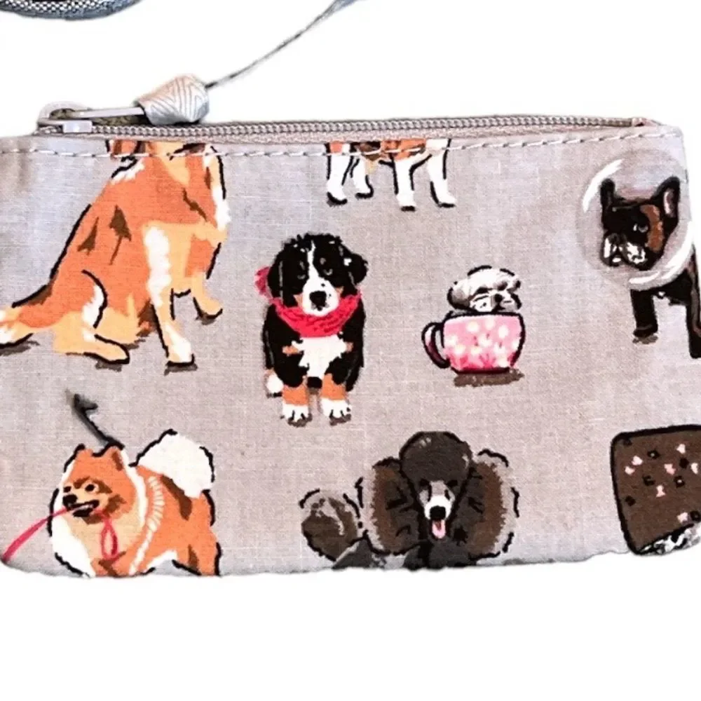 Vera Bradley Dog Show Zip ID and Lanyard Gray